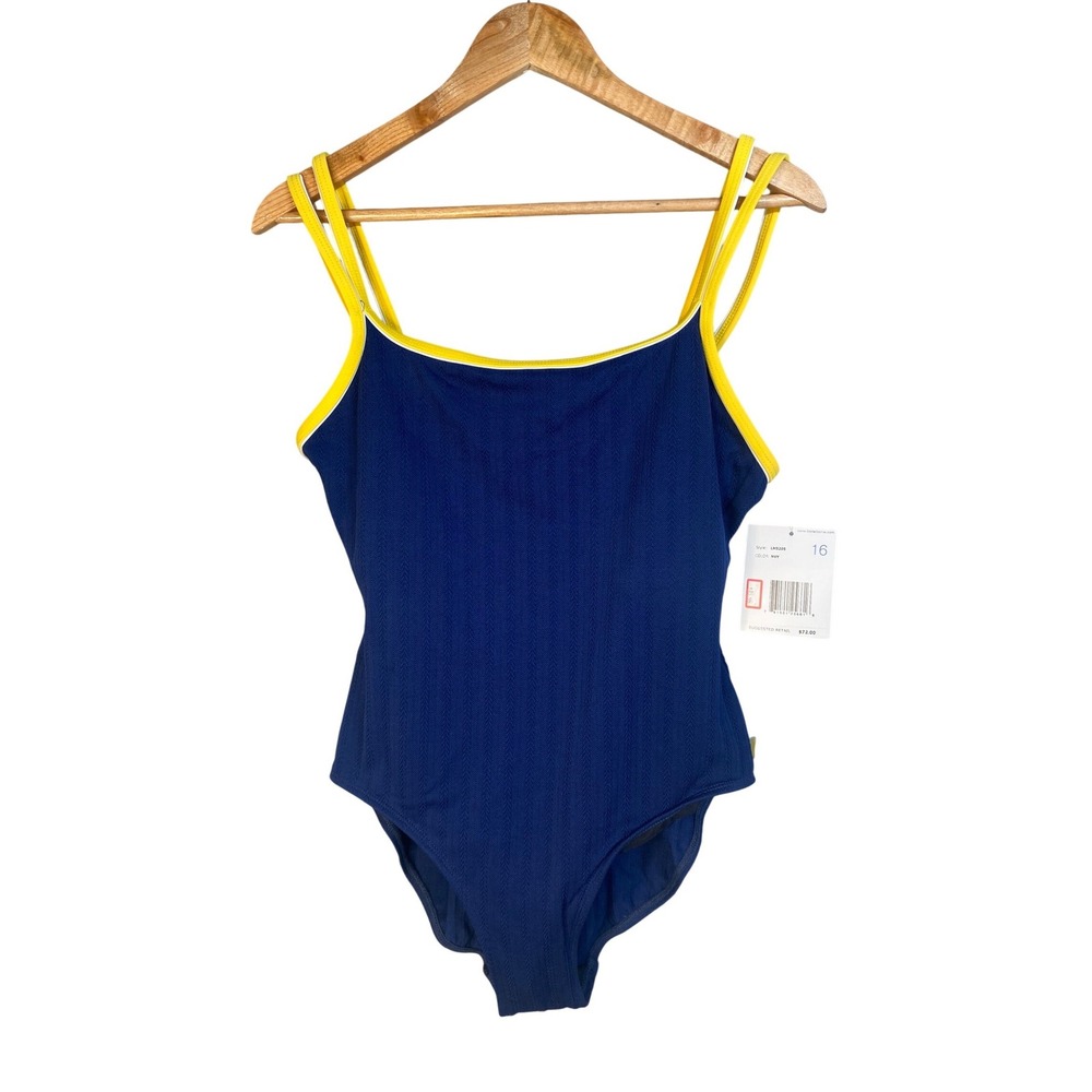 Liz‎ Claiborne One Piece Swimsuit Size 16 Vintage Preppy Nautical Coastal 90s